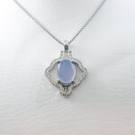 گردنبند عقیق کبود یمنی نقره زنانه طرح دیارا ۲ - Image 2