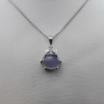 گردنبند عقیق کبود یمنی نقره زنانه طرح طریفه - Image 2