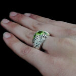 انگشتر زبرجد نقره مردانه فاخر دست ساز طرح گرگین - Image 5