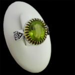 انگشتر زبرجد نقره مردانه طرح دورطلایی شاهکام