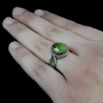 انگشتر زبرجد نقره مردانه طرح دورطلایی شاهکام - Image 5