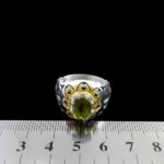 انگشتر زبرجد نقره مردانه دست ساز فاخر طرح دورطلایی شهراد به همراه تزیین یاقوت کبود - Image 2