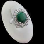 انگشتر زمرد الماس تراش نقره زنانه طرح ظریفه