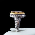 انگشتر گارنت نقره مردانه طرح دور طلایی دادمهر - Image 3