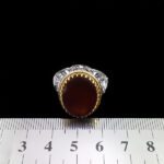 انگشتر گارنت نقره مردانه طرح دور طلایی دادمهر - Image 2