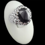 انگشتر گارنت الماس تراش نقره مردانه دست ساز فاخر طرح پولکی نوتریکا