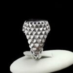 انگشتر گارنت الماس تراش نقره مردانه دست ساز فاخر طرح پولکی نوتریکا - Image 5