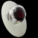 انگشتر گارنت الماس تراش نقره مردانه دست ساز فاخر طرح نارون