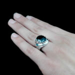 انگشتر گارنت الماس تراش نقره مردانه دست ساز فاخر طرح نارون - Image 3