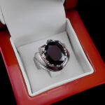 انگشتر گارنت الماس تراش نقره مردانه دست ساز فاخر طرح نارون - Image 5