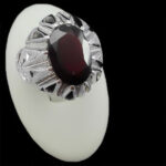 انگشتر گارنت الماس تراش نقره مردانه دست ساز فاخر طرح مهرجو