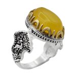 انگشتر شرف الشمس نقره مردانه طرح دورطلایی نوید + حکاکی