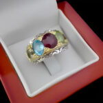 انگشتر نقره فاخر طرح طهماسب با چند سنگ معدنی اصل‌‌‌ - Image 2