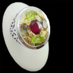 انگشتر نقره مردانه فاخر طرح تهمتن با چند سنگ معدنی اصل‌‌‌