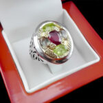 انگشتر نقره مردانه فاخر طرح تهمتن با چند سنگ معدنی اصل‌‌‌ - Image 2