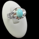 انگشتر فیروزه نیشابوری دست ساز نقره مردانه طرح بصیر