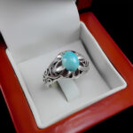 انگشتر فیروزه نیشابوری دست ساز نقره مردانه طرح بصیر - Image 4