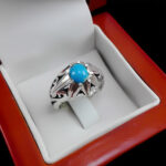 انگشتر فیروزه نیشابوری دست ساز نقره مردانه طرح بهیاد - Image 3