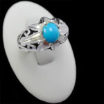 انگشتر فیروزه نیشابوری دست ساز نقره مردانه طرح بهیاد