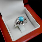 انگشتر فیروزه نیشابوری دست ساز نقره مردانه طرح بینش - Image 3