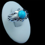 انگشتر فیروزه نیشابوری دست ساز نقره مردانه طرح بینش