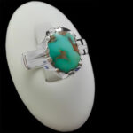 انگشتر فیروزه نیشابوری دست ساز نقره مردانه طرح پاشا