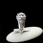 انگشتر فیروزه نیشابوری دست ساز نقره مردانه طرح پژواک - Image 4