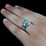 انگشتر فیروزه نیشابوری دست ساز نقره مردانه طرح پژواک - Image 5