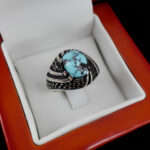 انگشتر فیروزه نیشابوری نقره مردانه و زنانه طرح پناه - Image 2