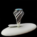 انگشتر نقره مردانه و زنانه طرح پندار سنگ فیروزه نیشابوری - Image 3