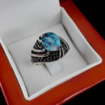 انگشتر نقره مردانه و زنانه طرح پندار سنگ فیروزه نیشابوری - Image 4