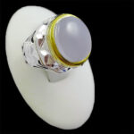 انگشتر عقیق کبود یمنی نقره مردانه دست ساز فاخر طرح مهرپیکر‌‌‌