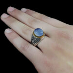 انگشتر عقیق کبود یمنی نقره مردانه طرح مانی‌‌‌ - Image 4