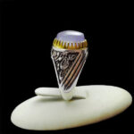 انگشتر عقیق کبود یمنی نقره مردانه طرح مانی‌‌‌ - Image 3