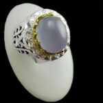 انگشتر عقیق کبود یمنی نقره مردانه دست ساز فاخر طرح مهرپوی‌‌‌