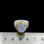 انگشتر عقیق کبود یمنی نقره مردانه دست ساز فاخر طرح مه زاد‌‌‌ - Image 4