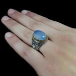 انگشتر عقیق کبود یمنی نقره مردانه طرح فرداد‌‌‌ - Image 5