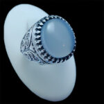 انگشتر عقیق کبود یمنی نقره مردانه طرح فرازمند‌‌‌