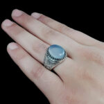 انگشتر عقیق کبود یمنی نقره مردانه طرح فرازمند‌‌‌ - Image 2