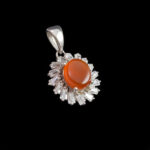 گردنبند عقیق سرخ یمنی نقره زنانه طرح فریزان