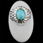 انگشتر نقره فیروزه نیشابوری دست ساز مردانه طرح دورطلایی آریاراد‌‌‌ - Image 5