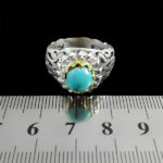 انگشتر نقره فیروزه نیشابوری دست ساز مردانه طرح دورطلایی عبید‌‌‌ - Image 4