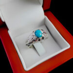 انگشتر فیروزه نیشابوری دست ساز نقره مردانه طرح صانار - Image 2