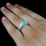 انگشتر فیروزه نیشابوری دست ساز نقره مردانه طرح صانار - Image 3