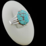 انگشتر فیروزه نیشابوری دست ساز نقره مردانه طرح ارستون