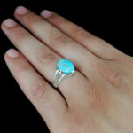 انگشتر فیروزه نیشابوری دست ساز نقره مردانه طرح ارستون - Image 4