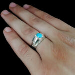 انگشتر فیروزه نیشابوری دست ساز نقره مردانه طرح ایاز - Image 5