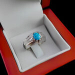 انگشتر فیروزه نیشابوری دست ساز نقره مردانه طرح ایاز - Image 3