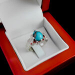 انگشتر فیروزه نیشابوری دست ساز نقره مردانه طرح اوژن - Image 2