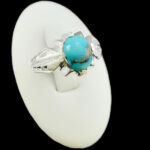 انگشتر فیروزه نیشابوری دست ساز نقره مردانه طرح اوژن